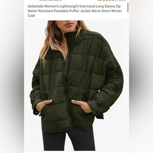 GeGeKoko Lightweight Zip Up Puffer - Green